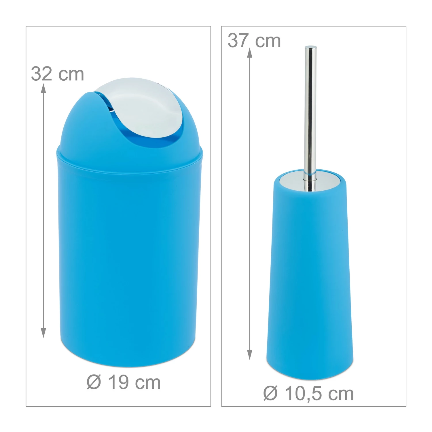 Relaxdays 6-tlg. Badezimmer Set - Blau - Silber 13 Relaxdays 6-tlg. Badezimmer Set - Blau - Silber – Bild 11