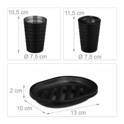 Relaxdays 5-tlg. Badezimmer Set Edelstahl schwarz -Badaccessoires Verkäufe 0274c6177a3248cf8a3e55077eff8234