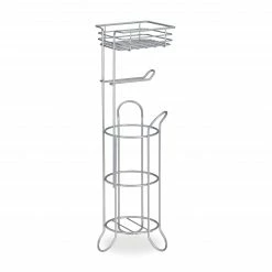 Relaxdays Silberner Toilettenpapierhalter stehend