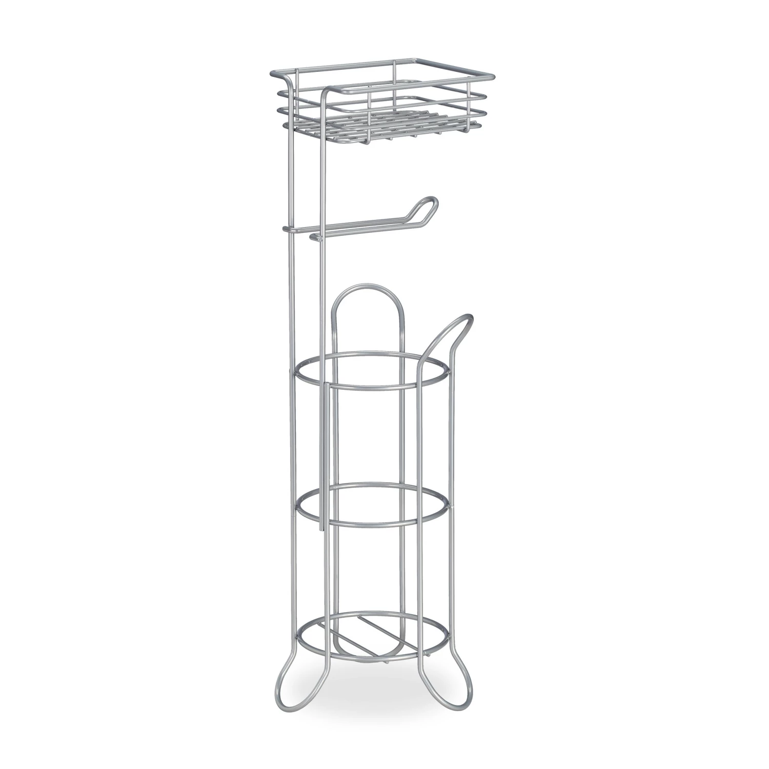 Relaxdays Silberner Toilettenpapierhalter stehend 3 Relaxdays Silberner Toilettenpapierhalter stehend