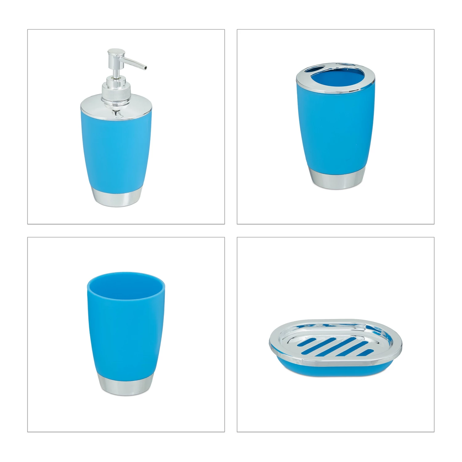 Relaxdays 6-tlg. Badezimmer Set - Blau - Silber 10 Relaxdays 6-tlg. Badezimmer Set - Blau - Silber – Bild 8