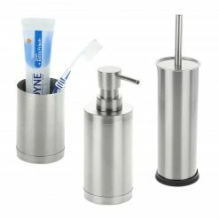 Relaxdays 3-tlg. Badezimmer Set Edelstahl