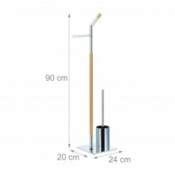 Relaxdays Stand WC Garnitur Holz & Chrom -Badaccessoires Verkäufe 0fca454e82604d81b3212eba36ef1955