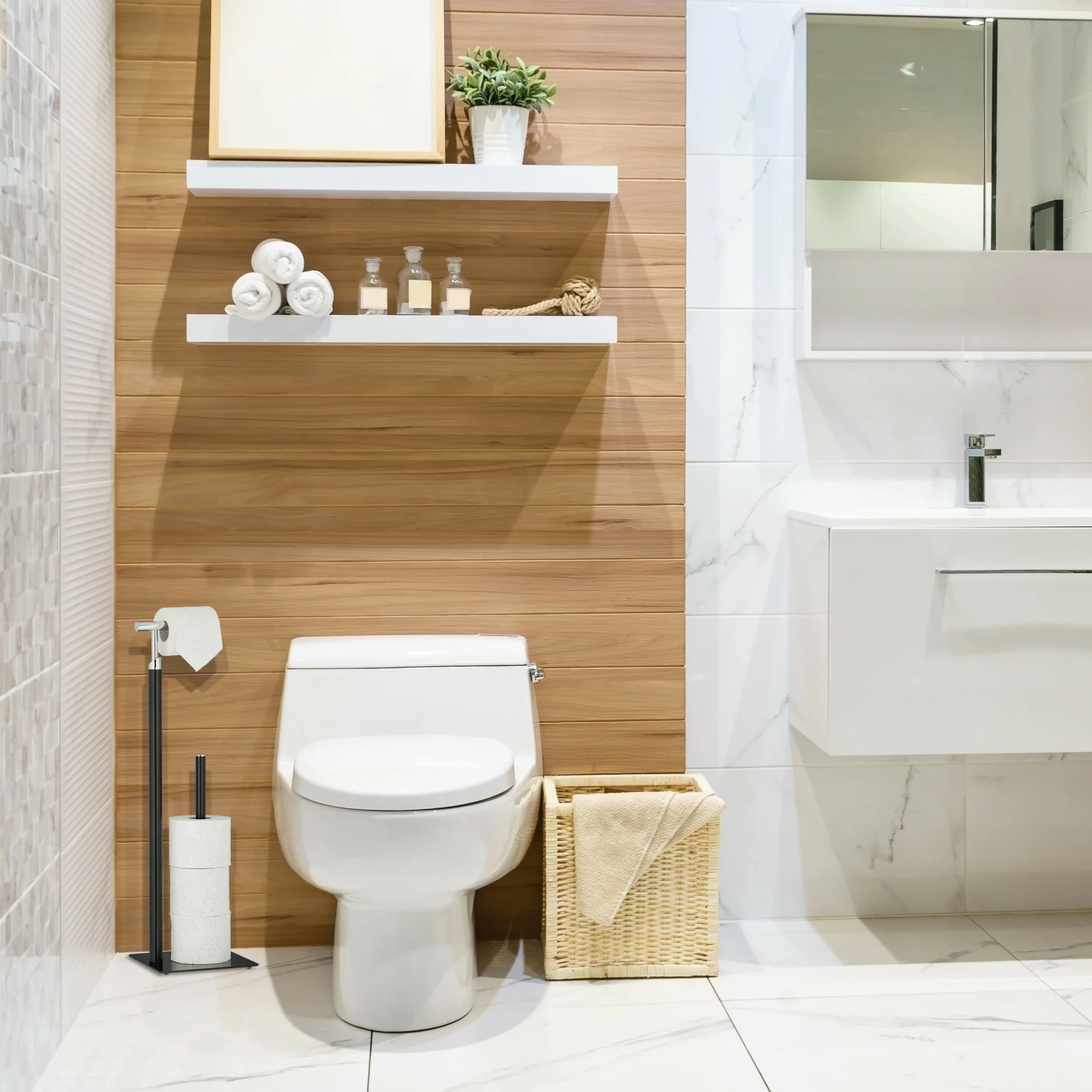 Relaxdays Schwarzer Toilettenpapierhalter 4 Relaxdays Schwarzer Toilettenpapierhalter – Bild 2