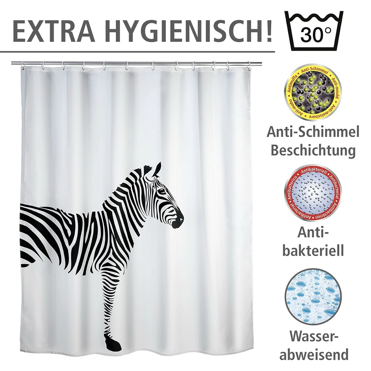 WENKO Duschvorhang - Wilde, 180 x 200 cm 8 WENKO Duschvorhang - Wilde, 180 x 200 cm – Bild 6