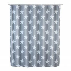 WENKO Duschvorhang Stella - Kunstfaser - Grau / Weiß