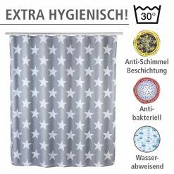 WENKO Duschvorhang Stella - Kunstfaser - Grau / Weiß -Badaccessoires Verkäufe 1000122738 200519 12504000088 DETAILS P000000001000122738