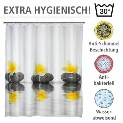 WENKO Duschvorhang Stones Flower - Kunstfaser - Creme / Grau -Badaccessoires Verkäufe 1000122749 200519 12504200106 DETAILS P000000001000122749