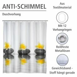 WENKO Duschvorhang Stones Flower - Kunstfaser - Creme / Grau -Badaccessoires Verkäufe 1000122749 200519 12504200107 DETAILS P000000001000122749