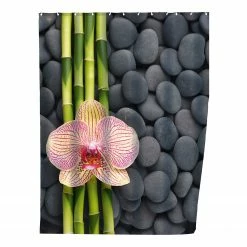 WENKO Duschvorhang Spa - Kunstfaser - Grau / Grün