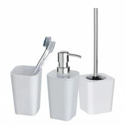WENKO Bad-Accessoire Set Candy (3-teilig) - Kunststoff - Weiß