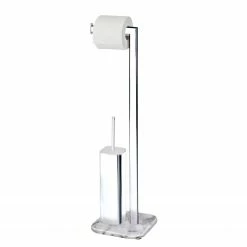 WENKO WC-Garnitur Onyx - Stahl / Marmor - Silber / Weiß -Badaccessoires Verkäufe 1000134742 180927 15490765 GALLERYIMAGES P000000001000134742