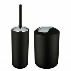 WENKO WC-Garnitur Brasil (inkl. Kosmetikeimer) - Kunststoff - Schwarz