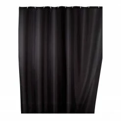 WENKO Anti-Schimmel Duschvorhang Pococi - Webstoff - Schwarz