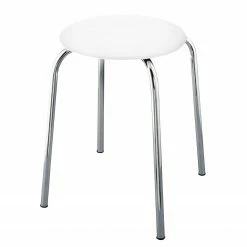 WENKO Hocker Livorno - Weiß / Chrom