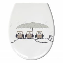 Kleine Wolke WC-Sitz Eulen - Kunststoff - Weiß / Grau