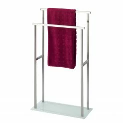 WENKO Handtuchhalter Debar - Edelstahl rostfrei / Glas - Weiß / satiniert