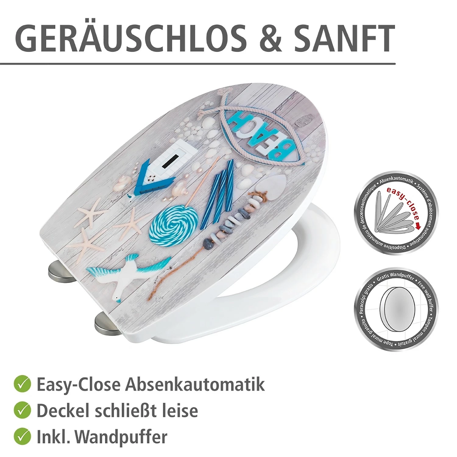 WENKO WC-Sitz Beach - Thermoplast - Mehrfarbig 8 WENKO WC-Sitz Beach - Thermoplast - Mehrfarbig – Bild 6