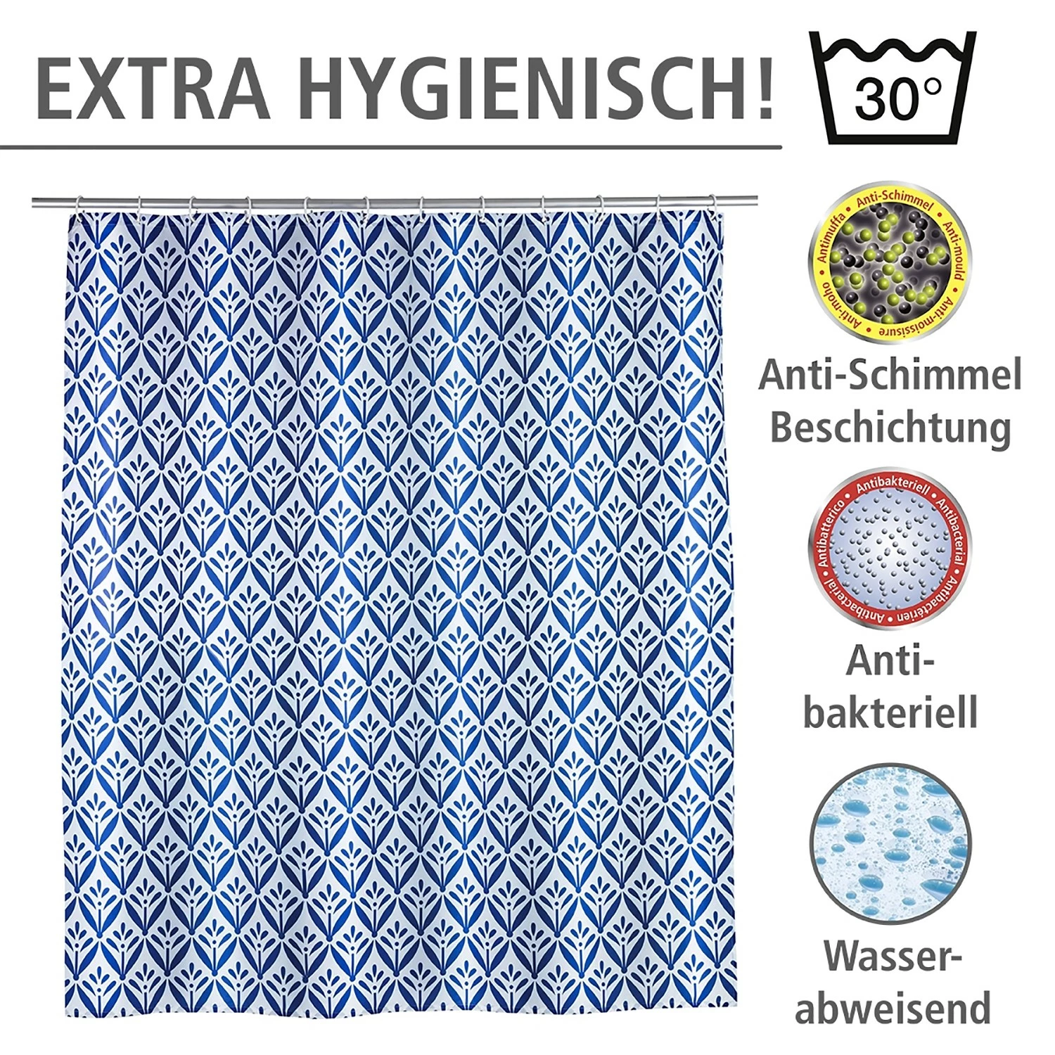 WENKO Duschvorhang Lorca - Polyester - Mehrfarbig 6 WENKO Duschvorhang Lorca - Polyester - Mehrfarbig – Bild 4