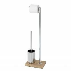 WENKO Stand-WC-Garnitur Marla - Stahl / Polyresin - Chrom / Braun