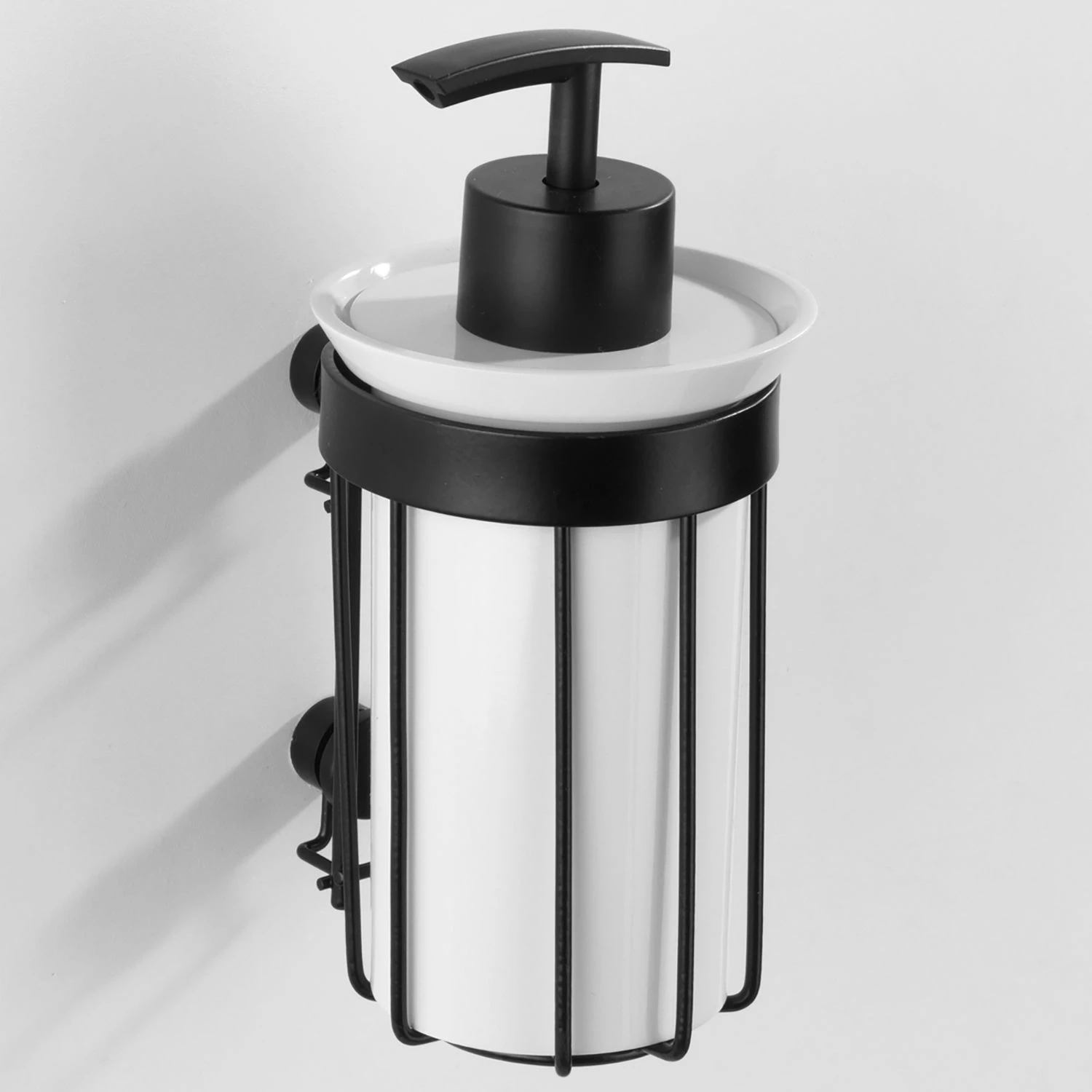 WENKO Seifenspender Classic Plus - Stahl / ABS - Schwarz / Weiß 4 WENKO Seifenspender Classic Plus - Stahl / ABS - Schwarz / Weiß – Bild 2