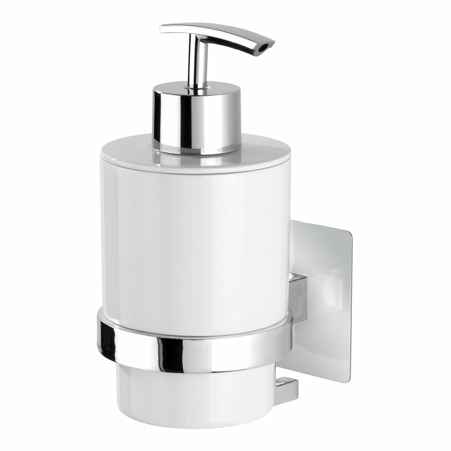 WENKO Seifenspender Turbo-Loc Quadro - Edelstahl rostfrei - Chrom / Weiß 3 WENKO Seifenspender Turbo-Loc Quadro - Edelstahl rostfrei - Chrom / Weiß