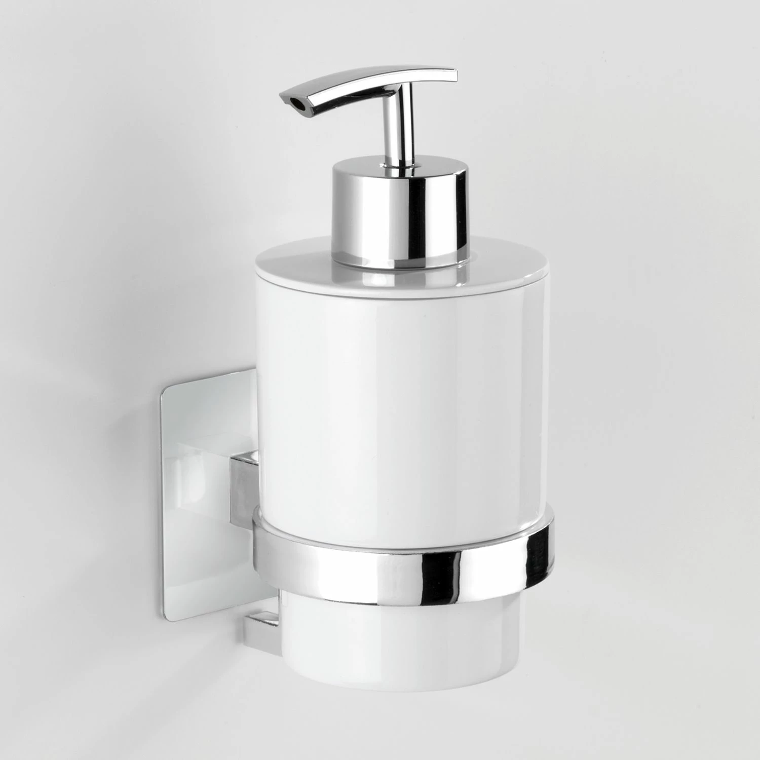 WENKO Seifenspender Turbo-Loc Quadro - Edelstahl rostfrei - Chrom / Weiß 4 WENKO Seifenspender Turbo-Loc Quadro - Edelstahl rostfrei - Chrom / Weiß – Bild 2