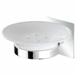 WENKO Seifenablage Turbo-Loc Quadro - Edelstahl rostfrei - Chrom / Weiß