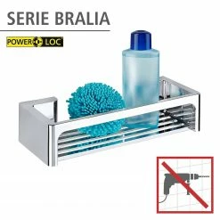 WENKO Wandablage Power-Loc Bralia - Acrylnitril-Butadien-Styrol (ABS) - Silber - 30 x 12 cm -Badaccessoires Verkäufe 1000181659 200519 12511400408 DETAILS P000000001000181659