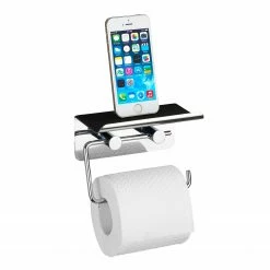 WENKO Toilettenpapierhalter Smartphone Ablage - Edelstahl rostfrei / Stahl - Siber -Badaccessoires Verkäufe 1000181671 190716 12371500770 DETAILS P000000001000181671