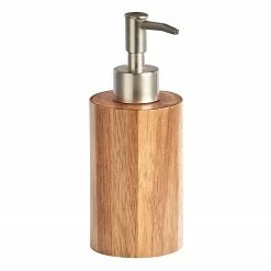 Zeller Seifenspender Twisp - Akazie massiv / Edelstahl - Grau