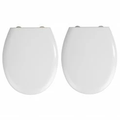 WENKO WC-Sitz Rieti (2er-Set) - Duroplast / Edelstahl - Weiß - Absenkautomatik