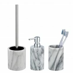 WENKO Bad-Accessoire-Set Onyx (3-teilig) - Marmor - Mehrfarbig