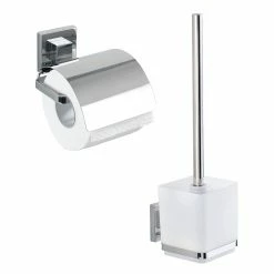 WENKO WC-Set Quadro (2-teilig) - Edelstahl / Kunststoff - Silber