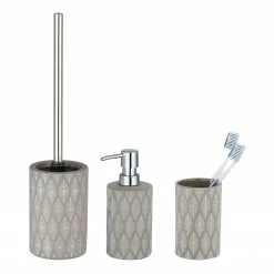 WENKO Bad-Accessoire-Set Tupian (3-teilig) - Keramik - Lichtgrau
