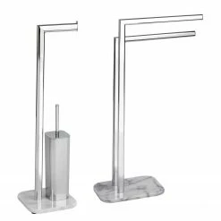 WENKO WC-Garnitur & Handtuchständer Onyx - Marmor / Stahl - Mehrfarbig