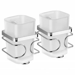 WENKO Zahnputzbecher Premium (2er-Set) - Edelstahl - Silber