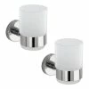 WENKO Zahnputzbecherhalter Uno Bosio (2er-Set) - Edelstahl / Glas - Silber -Badaccessoires Verkäufe 1000243157 210129 09331000583 IMAGE P000000001000243157