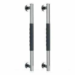 WENKO Wandhaltegriff Secura II (2er-Set) - Silikon / Edelstahl - Anthrazit / Chrom - Breite: 51 cm