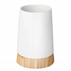 WENKO Bad-Accessoire-Set Bamboo (3-teilig) - Keramik - Weiß / Braun -Badaccessoires Verkäufe 1000243193 210129 09333600709 DETAILS P000000001000243193