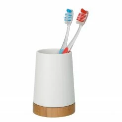 WENKO Bad-Accessoire-Set Bamboo (3-teilig) - Keramik - Weiß / Braun -Badaccessoires Verkäufe 1000243193 210129 09333600710 DETAILS P000000001000243193