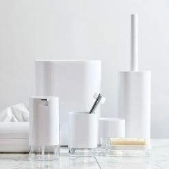 WENKO WC-Garnitur Oria - Transparent / Weiß -Badaccessoires Verkäufe 1000257747 210422 07400100319 MOOD DETAILS P000000001000257747 mood