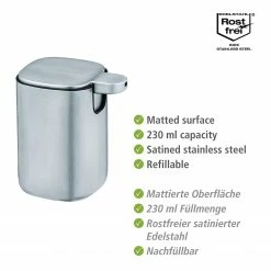 WENKO Seifenspender Alassio - Metall - Satiniert -Badaccessoires Verkäufe 1000257792 210422 074043001480 ICON DETAILS P000000001000257792 icon seal
