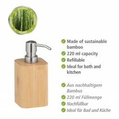 WENKO Seifenspender Bambusa - Bambus lackiert - Natur -Badaccessoires Verkäufe 1000257795 210422 074046001492 ICON DETAILS P000000001000257795 icon seal