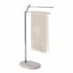 WENKO Handtuchständer Puro - Metall / Kunststoff - Chrom / Beige