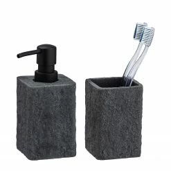 WENKO Bad-Accessoire-Set Villata (2-teilig) - Anthrazit