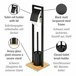WENKO Stand WC-Garnitur Bambusa - Stahl / Bambus - Schwarz -Badaccessoires Verkäufe 1000257845 210422 074136001676 ICON DETAILS P000000001000257845 icon seal