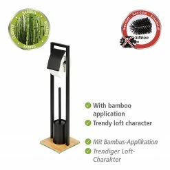 WENKO Stand WC-Garnitur Bambusa - Stahl / Bambus - Schwarz -Badaccessoires Verkäufe 1000257845 210422 074136001677 ICON DETAILS P000000001000257845 icon seal