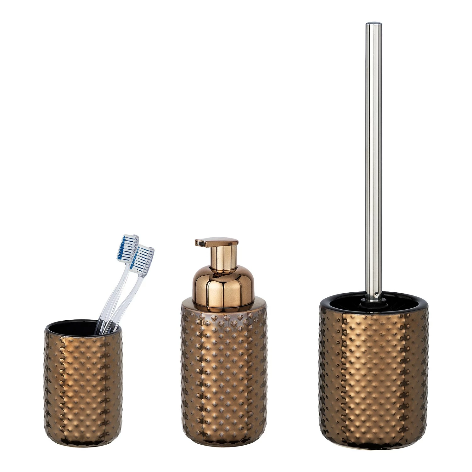 WENKO Bad-Accessoire-Set Keo (3-teilig) - Keramik - Kupfer 3 WENKO Bad-Accessoire-Set Keo (3-teilig) - Keramik - Kupfer