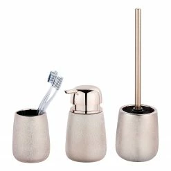WENKO Bad-Accessoire-Set Glimma (3-teilig) - Keramik - Rosa